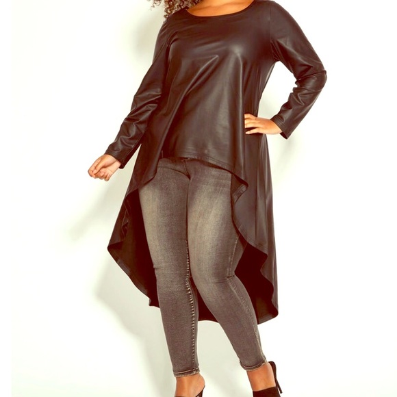 Ashley Stewart Tops - Ashley Stewart Pleather High-Low Duster 18/20